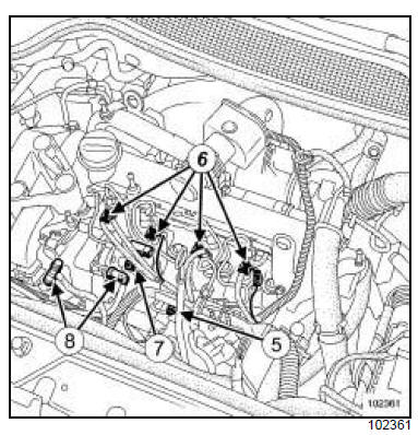 Tuyau haute pression entre rampe et injecteur : Dépose - Repose 