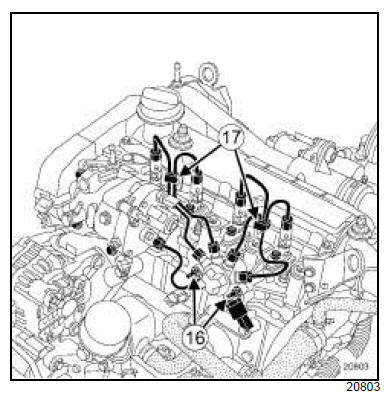 Tuyau haute pression entre rampe et injecteur : Dépose - Repose 