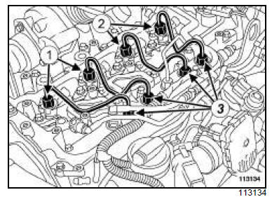 Tuyau haute pression entre rampe et injecteur : Dépose - Repose 